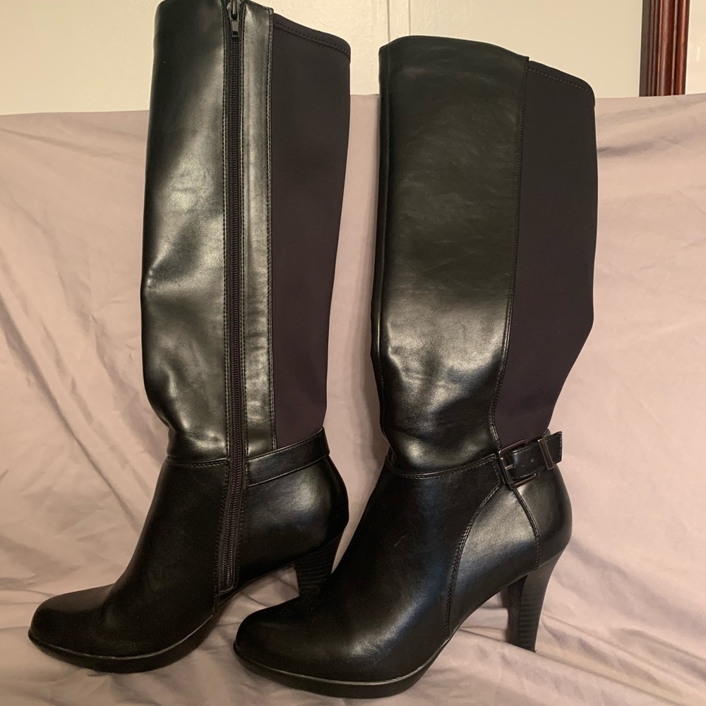 Alfani size 8 black leather dress boots